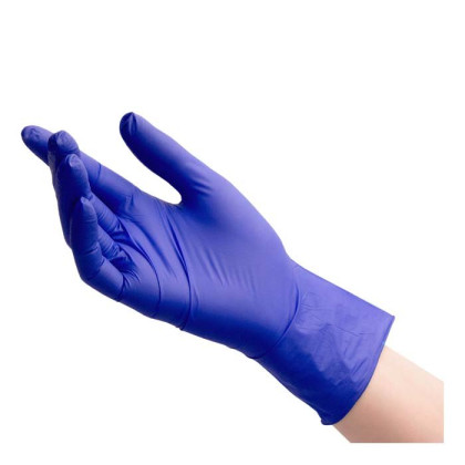 Фото товара BENOVY Nitrile MultiColor перчатки нитриловые текстурированные на пальцах, фиолетово-голубые, XS, 50 пар