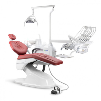 GreenMED S200 – Стоматологическая установка с мягкой обивкой и с верхней подачей Фото товара GreenMED S200 – Стоматологическая установка с мягкой обивкой и с верхней подачей