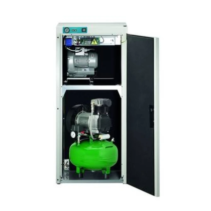 Фото товара KD 224 AB - комбинированный безмасляный компрессор для 2-х стоматологических установок с отсасывающим агрегатом, с кожухом, с ресивером 24 л (100 л/мин)