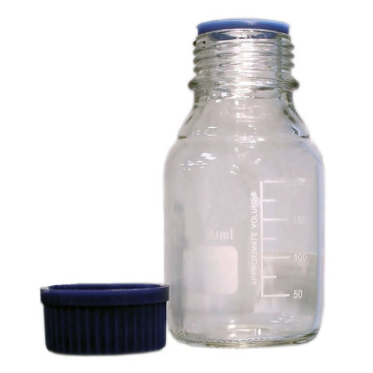 Фото товара Банка лабораторная для реактивов из светлого стекла с делениями и навинчивающейся п/п крышкой 500 мл