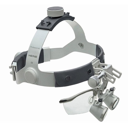 Фото товара Бинокулярная лупа HR 2.5х, рабочее расстояние 520 мм, на шлеме с защитным щитком, (арт. С-000.32.367), Heine