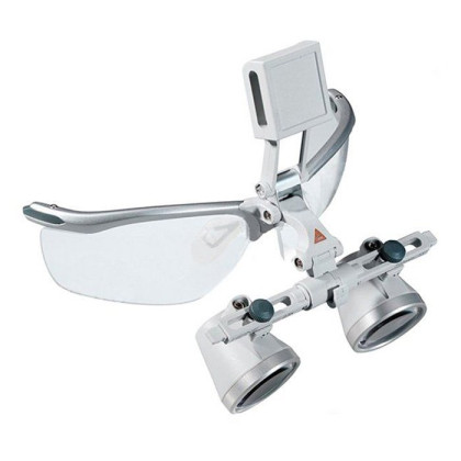 Фото товара Бинокулярная лупа HR 2.5х, рабочее расстояние 520 мм, с креплением i-View для шлема Professional L с защитным щитком, (арт. С-000.32.587), Heine