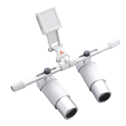 Фото товара Бинокулярная лупа HRP 3.5х, рабочее расстояние 420 мм, с креплением i-View для шлема Professional L без защитного щитка, (арт. С-000.32.736), Heine