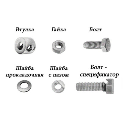 Болты, втулки, гайки, муфты, шайбы для скелетного вытяжения Илизарова Фото товара Болты, втулки, гайки, муфты, шайбы для скелетного вытяжения Илизарова
