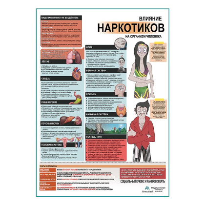 Фото товара Вред наркотиков для здоровья плакат глянцевый А1+/А2+