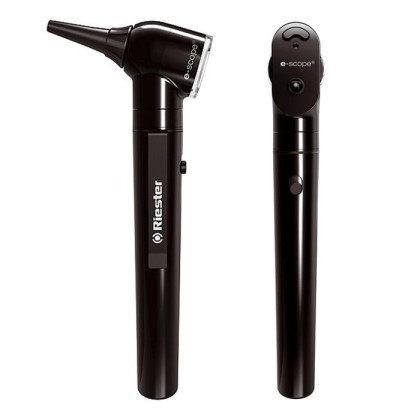 Фото товара Диагностический набор e-scope(отоскоп, прямое освещение/офтальмоскоп ксенон XL 2,5В черный в чехле), Riester