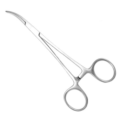 Фото товара Зажим Москит изогнутый по плоскости 125 мм д/новор, П-17-142 (Mosquito) SAMMAR