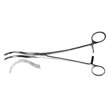 Фото товара Зажим для почечной ножки, изогнутый по радиусу большой, №2, 255 мм