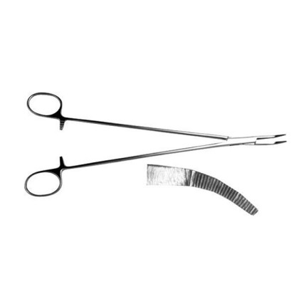 Зажим к/о зубчатый вертикально изогнутый, 240 мм Фото товара Зажим к/о зубчатый вертикально изогнутый, 240 мм