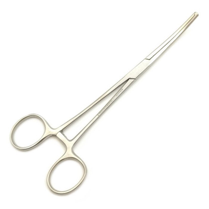 Зажим кровоостанавливающий 1х2 зубый зубчатый изогнутый N3 200 мм Фото товара Зажим кровоостанавливающий 1х2 зубый зубчатый изогнутый N3 200 мм