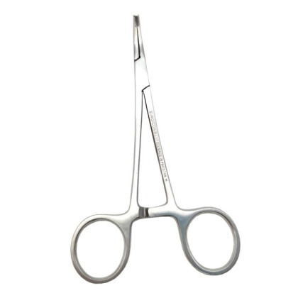 Зажим кровоостанавливающий 1х2 зубый зубчатый изогнутый по плоскости для новорожденных 125мм Фото товара Зажим кровоостанавливающий 1х2 зубый зубчатый изогнутый по плоскости для новорожденных 125мм