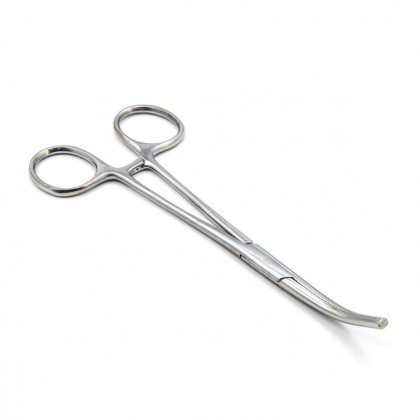 Зажим кровоостанавливающий, одно- и двузубый, зубчатый, изогнутый №2, 165 мм. Surgiwell Фото товара Зажим кровоостанавливающий, одно- и двузубый, зубчатый, изогнутый №2, 165 мм. Surgiwell