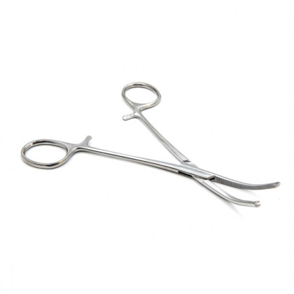 Зажим кровоостанавливающий, одно- и двузубый, зубчатый, изогнутый №2, 165 мм. Surgiwell Фото товара Зажим кровоостанавливающий, одно- и двузубый, зубчатый, изогнутый №2, 165 мм. Surgiwell