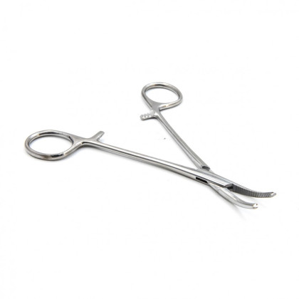 Зажим кровоостанавливливающий, одно- и двузубый, зубчатый, изогнутый №1, 155 мм. Surgiwell Фото товара Зажим кровоостанавливливающий, одно- и двузубый, зубчатый, изогнутый №1, 155 мм. Surgiwell