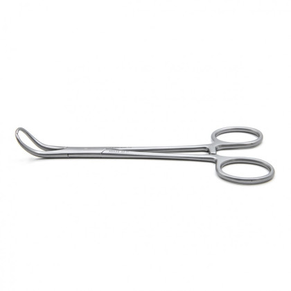 Фото товара Зажим медицинский BACKHAUS, с кремальерой для операционного белья, изогнутый, 150 мм (З-39р), МИЗТ
