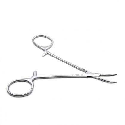 Фото товара Зажим медицинский HALSTED-MOSQUITO, кровоостанавливающий, для новорожденных, изогнутый по ребру, 125 мм (З-122р), МИЗТ