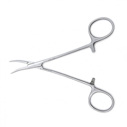 Фото товара Зажим медицинский HALSTED-MOSQUITO, кровоостанавливающий, для новорожденных, изогнутый по ребру, 125 мм (З-122р), МИЗТ