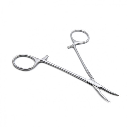 Фото товара Зажим медицинский HALSTED-MOSQUITO, кровоостанавливающий, для новорожденных, изогнутый по ребру, 125 мм (З-122р), МИЗТ