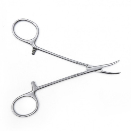 Фото товара Зажим медицинский HALSTED-MOSQUITO, кровоостанавливающий, для новорожденных, изогнутый по ребру, 125 мм (З-122р), МИЗТ