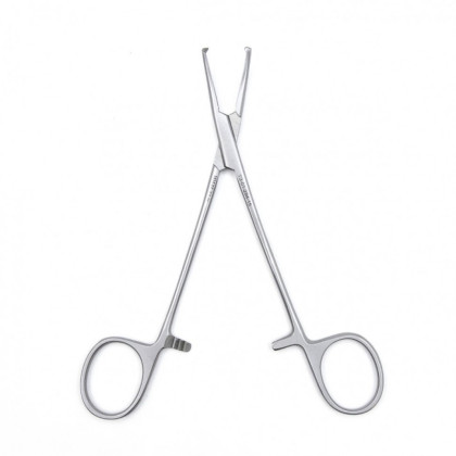 Фото товара Зажим медицинский KOCHER, кровоостанавливающий 1х2 зубый, зубчатый, изогнутый, № 1, 150 мм (З-21-1р), МИЗТ