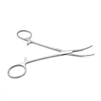 Фото товара Зажим медицинский KOCHER-OCHSNER, кровоостанавливающий 1х2 зубый, зубчатый, изогнутый № 2, 160 мм (З-5-1р), МИЗТ