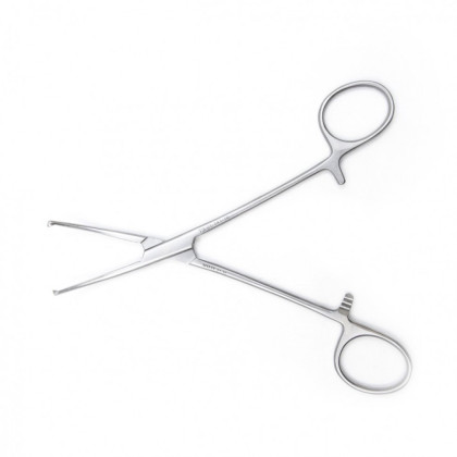Фото товара Зажим медицинский KOCHER-OCHSNER, кровоостанавливающий 1х2 зубый, зубчатый, изогнутый № 2, 160 мм (З-5-1р), МИЗТ
