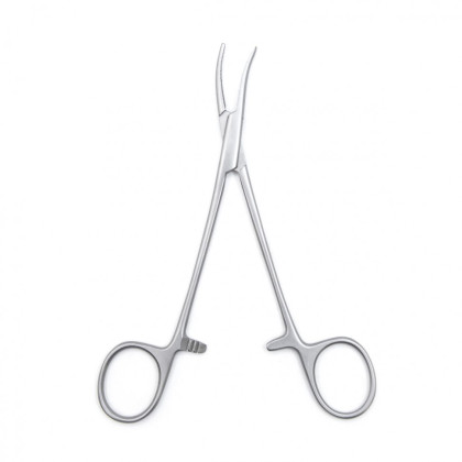 Фото товара Зажим медицинский MOSQUITO, кровоостанавливающий, зубчатый изогнутый по ребру, 154 мм (З-62-4р), МИЗТ