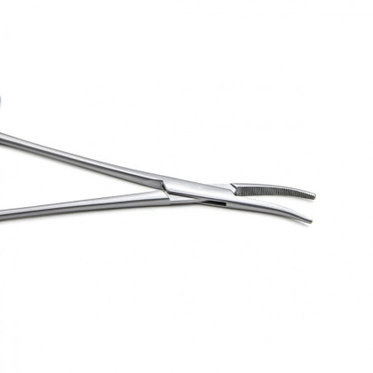 Фото товара Зажим медицинский MOSQUITO, кровоостанавливающий, зубчатый изогнутый по ребру, 154 мм (З-62-4р), МИЗТ