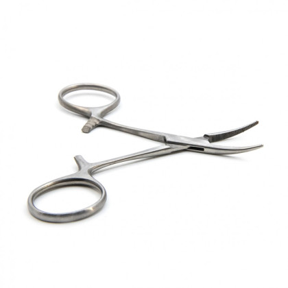 Зажим сосудистый изогнутый, 100 мм. Surgiwell Фото товара Зажим сосудистый изогнутый, 100 мм. Surgiwell