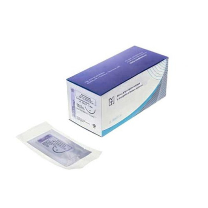 Фото товара Игла атравматическая с нитью хирургической ЛАВСАН плетеный неокрашенный USP 2 (MР5), 90 см ПТО Медтехника, 20 шт/уп