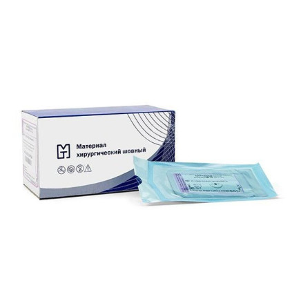 Фото товара Игла атравматическая с нитью хирургической НЕЙЛОН мононить синий USP 4/0 (M1,5), 75см, ПТО Медтехника, 20шт/уп