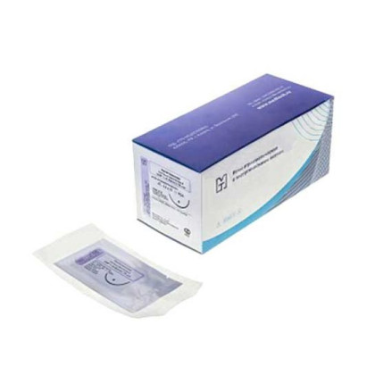 Фото товара Игла атравматическая с нитью хирургической ПОЛИГЛИКОЛИД-КО-КАПРОЛАКТОН мононить фиолетовый USP 2/0 (MР3), 75см ПТО Медтехника, 20 шт/уп