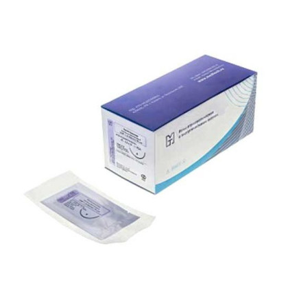 Фото товара Игла атравматическая с нитью хирургической ПОЛИЭСТЕР плетеный зеленый USP 3/0 (M2), 75 см, 4D-0,6x25-3/0-E ПТО Медтехника, 20шт/уп