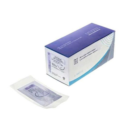 Фото товара Игла атравматическая с нитью хирургической ШЕЛК плетеный черный USP 3/0 (MР2), 75 см, 3D-0,6x25-3/0-S ПТО Медтехника, 20 шт/уп