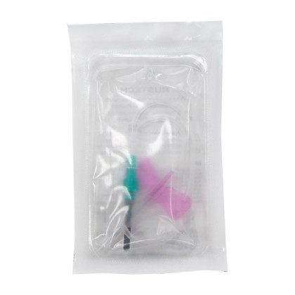 Фото товара Игла одноразовая стерильная для взятия крови Rustech Игла-"бабочка" с луэр-адаптером 0,55х19мм (24Gх3/4''), катетер 19 см, 100 шт/уп