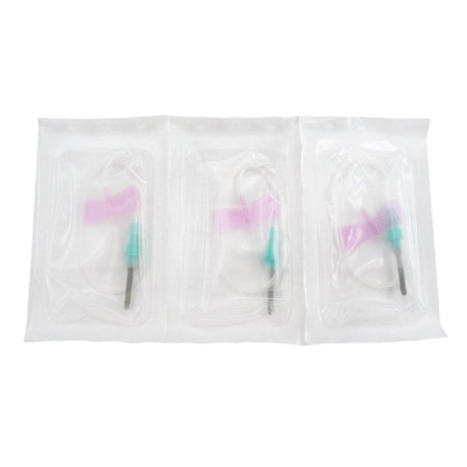 Фото товара Игла одноразовая стерильная для взятия крови Rustech Игла-"бабочка" с луэр-адаптером 0,55х19мм (24Gх3/4''), катетер 19 см, 100 шт/уп