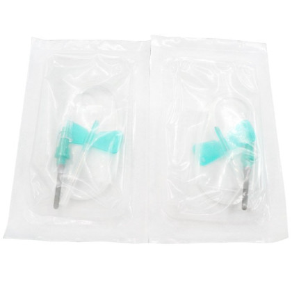 Фото товара Игла одноразовая стерильная для взятия крови Rustech. Игла-"бабочка" с луэр-адаптером 0,8х19мм (21Gх3/4''), катетер 19 см, 100 шт/уп