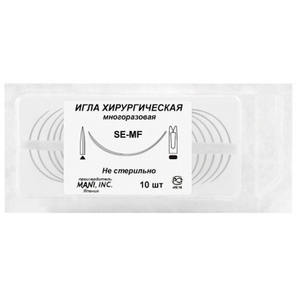 Игла хирургическая многоразовая режущая усиленная, 5/8, Mani Фото товара Игла хирургическая многоразовая режущая усиленная, 5/8, Mani