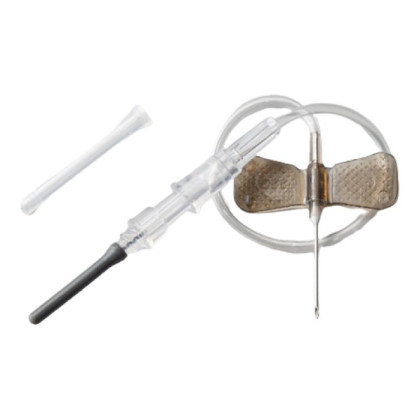 Фото товара Игла-"бабочка" Rustech одноразовая стерильная для взятия крови с луэр-адаптером 0,7х19мм (22Gх3/4''), катетер 19 см, 100 шт/уп