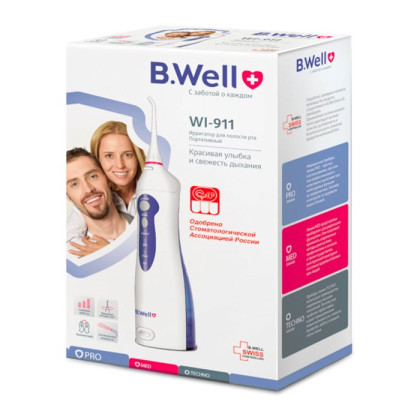 Фото товара Ирригатор портативный WI-911 (3 режима, встроенная батарея - до месяца без подзарядки, 2 насадки, оптимальная мощность)