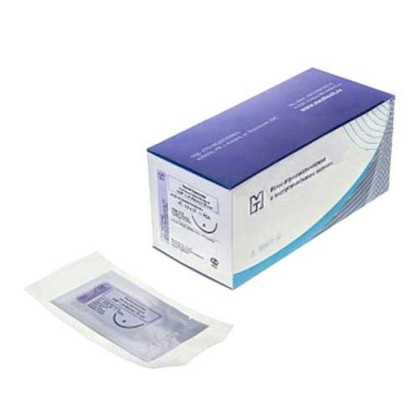 Фото товара КАПРОН крученый неокрашенный стерильный USP 2/0 (MР3), 150 см ПТО Медтехника, 20шт/уп