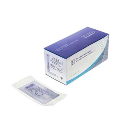 Фото товара КАПРОН плетеный неокрашенный стерильный USP 0 (MР3,5), 150 см ПТО Медтехника, 20шт/уп