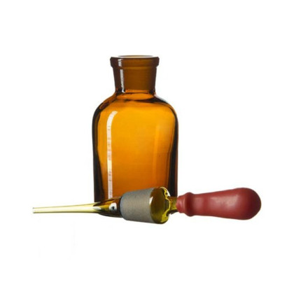 Капельница лабораторная Страшейна 2-125 мл из темного стекла, с притертой пробкой пипеткой Фото товара Капельница лабораторная Страшейна 2-125 мл из темного стекла, с притертой пробкой пипеткой