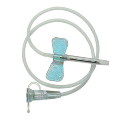 Фото товара Катетер-бабочка с луэр-адаптером с механизмом защиты иглы, 23Gx3,4"x7", 0,6 мм, 190 мм, голубая (уп. 100 шт) 596123190