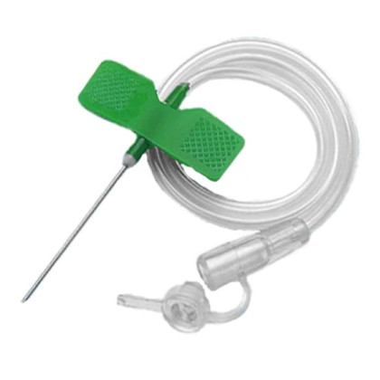 Фото товара Катетер-бабочка с луэр-адаптером, длина иглы 19 мм, 21G 3,4"x7" 0,8 мм 190 мм, зеленая (уп. 100 шт) 594121190
