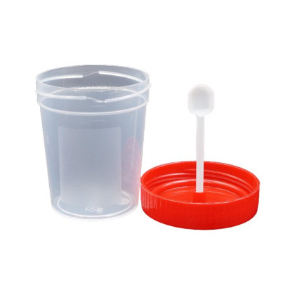 Контейнер для биопроб 60 мл. полимерный со шпателем стерильный Фото товара Контейнер для биопроб 60 мл. полимерный со шпателем стерильный