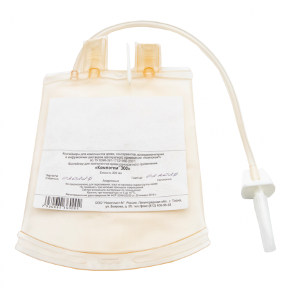 Контейнеры для компонентов крови, консервантов, кровезаменителей и инфузионных растворов "Компогем 300" Фото товара Контейнеры для компонентов крови, консервантов, кровезаменителей и инфузионных растворов "Компогем 300"