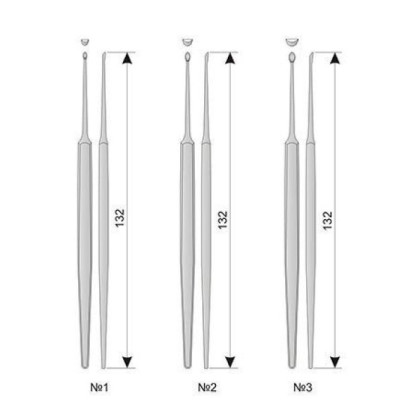 Фото товара Кюретка глазная ложечная № 1, 2, 3 (комплект)