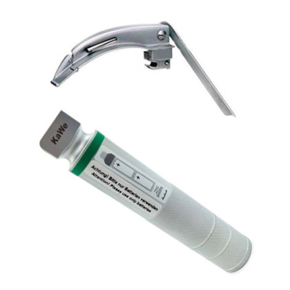 Ларингоскоп с клинком №2 для проведения затрудненной интубации, на батарейках, LED лампа, сменный световод Фото товара Ларингоскоп с клинком №2 для проведения затрудненной интубации, на батарейках, LED лампа, сменный световод