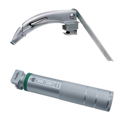 Фото товара Ларингоскоп с клинком №2 для проведения затрудненной интубации, на батарейках, лампочка ксенон, сменный световод